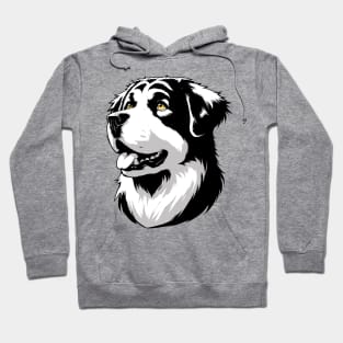 Stunning and Cool Central Asian Shepherd Dog Monochrome and Gold Portrait for Father's Day Hoodie